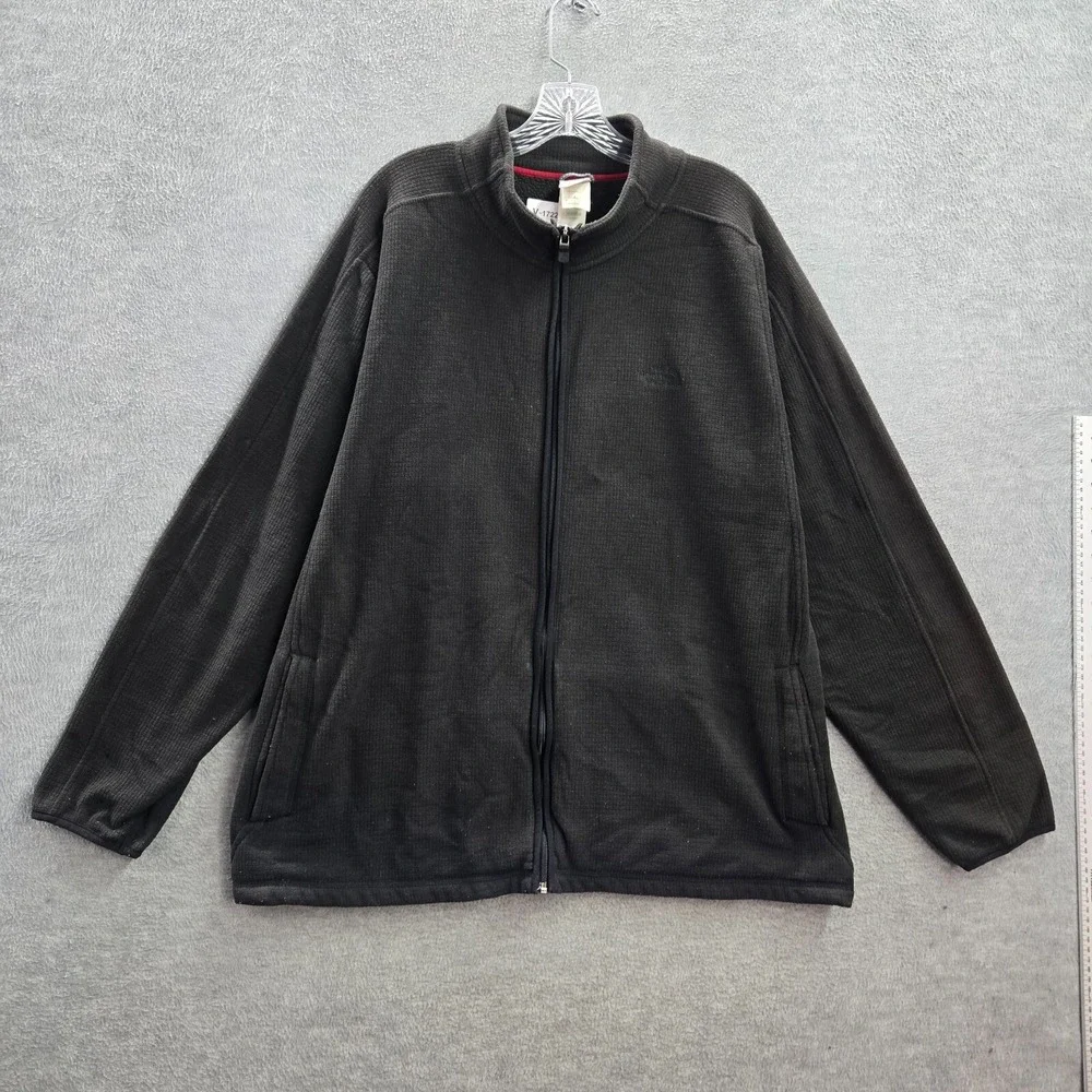 The North Face Men Jacket XL Gray Fleece Lined Logo Full Zip Mock Neck READ